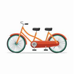 Fototapeta premium Vibrant cartoon tandem bike illustration representing partnership and eco-friendly shared journey and outdoor recreation