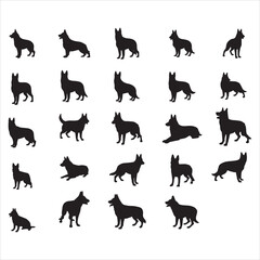 Obraz premium Belgian Shepherd Dog Silhouette Bundle