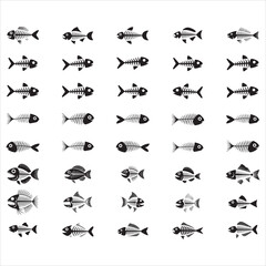 Fototapeta premium Fish Skeleton Svg Fish Skull Svg Bundle