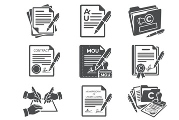 Legal Document Editable Line Icon Set – Contract, Agreement, Law, Passport & Business Legal Icons © Muhammadkhan