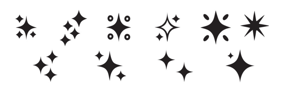 Elegant sparkle icons and starburst elements vector design pack for luxury holiday themes