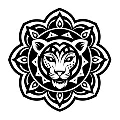 Fototapeta premium Solid icon depicting lion mandala symbol