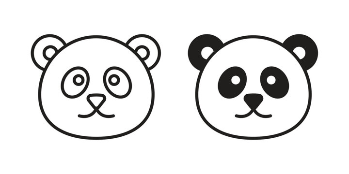 Panda icon Line Design Vector Illustration. Solid Black icons