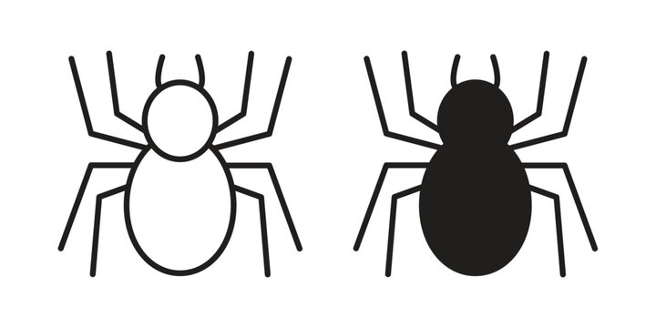 Spider icon Line Design Vector Illustration. Solid Black icons