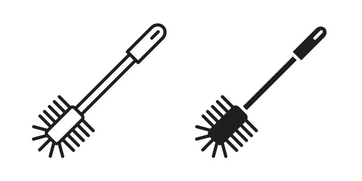 Toilet brush icon Line Design Vector Illustration. Solid Black icons