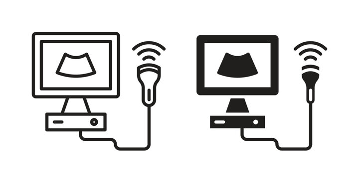 Ultrasonography icon Line Design Vector Illustration. Solid Black icons