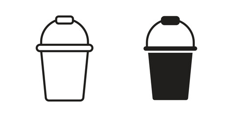 Water bucket icon Line Design Vector Illustration. Solid Black icons © paul
