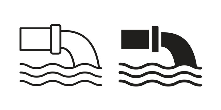Waste water icon Line Design Vector Illustration. Solid Black icons