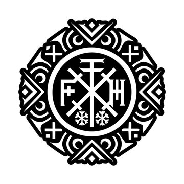 Fehu tattoo icon in solid style