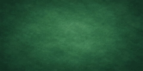 A blank green chalkboard background with a vintage grunge texture and aged wall pattern creates a retro design backdrop for artistic paper or canvas material © fart and poop