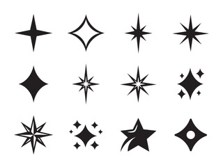 Obraz premium Decorative sparkle stars icon collection