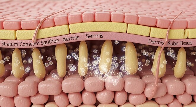 Detailed Skin Layer Anatomy - Dermis, Epidermis, Subcutaneous Tissue.