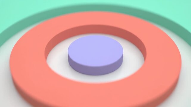 Minimalistic, light teal colored circular disc with a perfectly round hole in its center sits against a subtle white background.