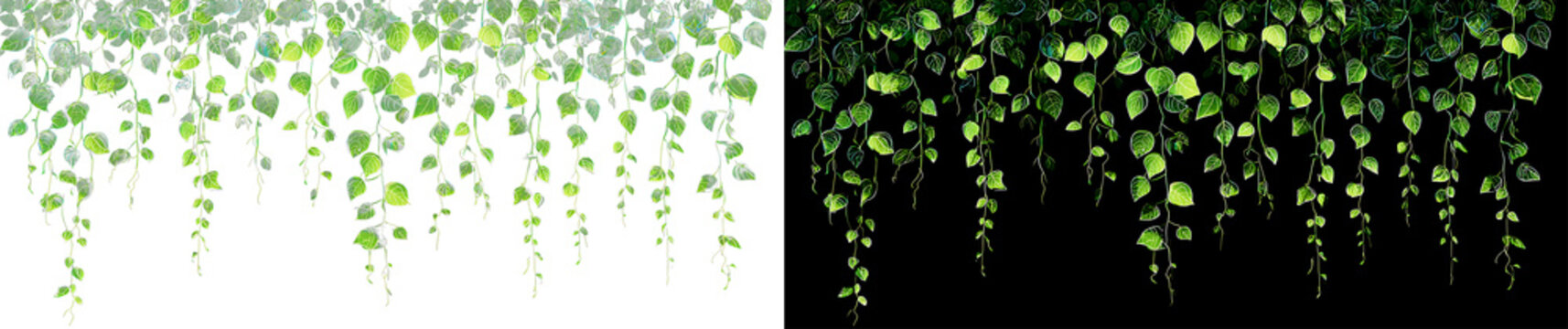 green leaf confetti curtain with falling botanical foliage dust