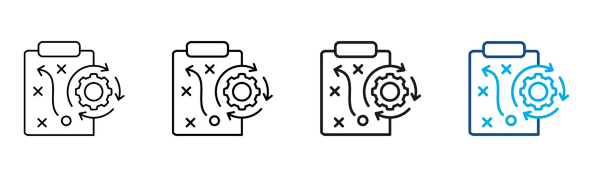 Execution Plan Icon Different Style Outline Collection Set Vector Illustration