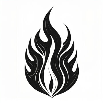 Tribal flame shape with sharp curves, bold black vector on white background