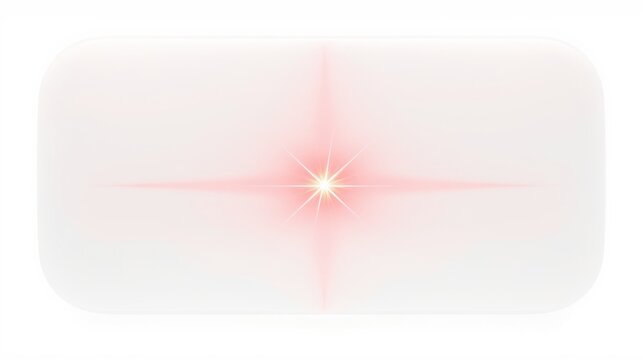 Rounded rectangle glows with bright red starburst center. Soft white background creates subtle visual effect.