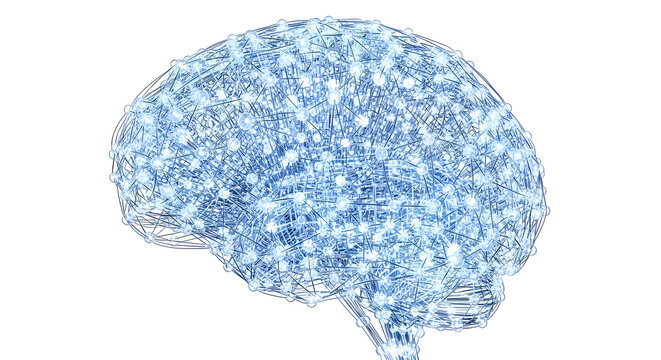 A blue brain with lots of pixels