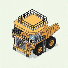 Isometric Illustration of a Heavy-Duty Mining Dump Truck. © Putra