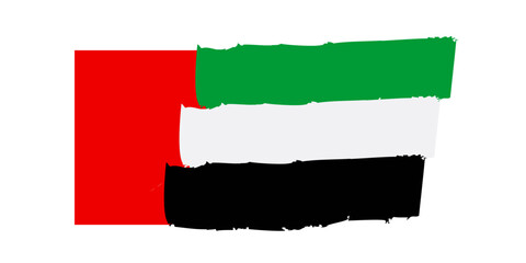 Stylized flag of United Arab Emirates isolated on white background. Footer, header or divider. Cut out wide, panoramic element. Banner for patriotic themes or national event. 3D Illustration © badrut