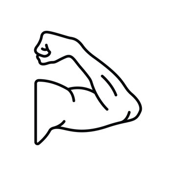 Biceps Arm Muscle Line Icon: Strength and Fitness