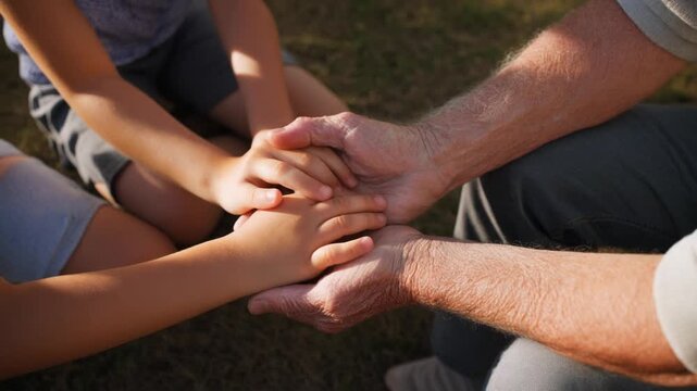 H&auml;nde jung und alt zusammen, Symbol Generationen