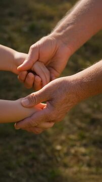 H&auml;nde jung und alt zusammen, Symbol Generationen