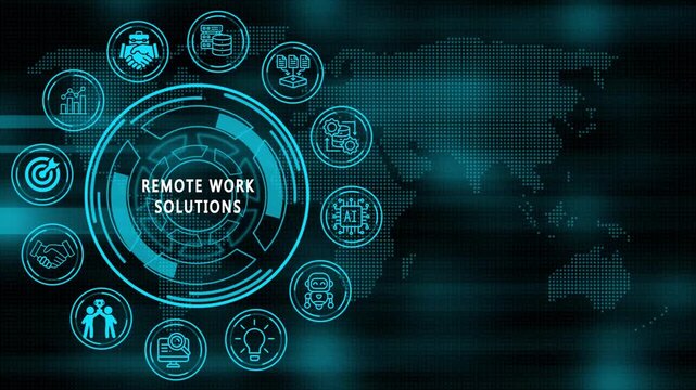  remote work solutions concept animation. Business, Technology, Internet and network concept. animation video