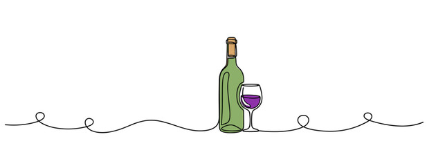 Fototapeta premium Wine bottle and glass containing red wine on white background. no editable strokes