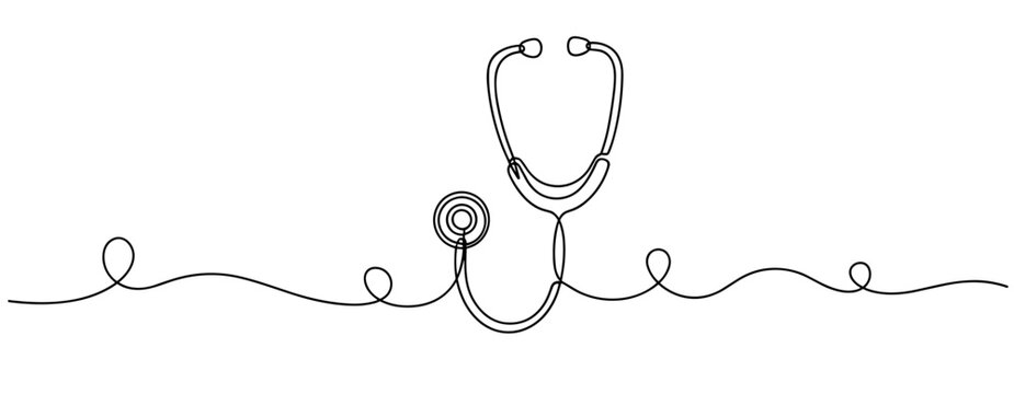Stethoscope outlined on continuous line over white background. no editable strokes