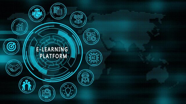  e-learning platform concept animation. Business, Technology, Internet and network concept. animation video