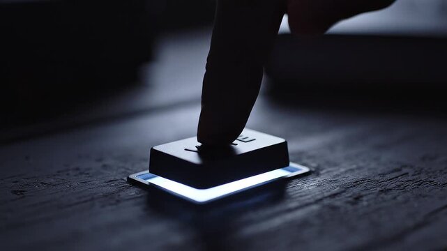 Person stepping on voting button box.