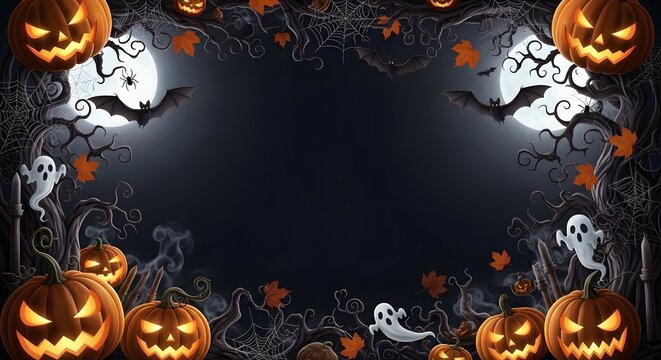 halloween pumpkin border frame