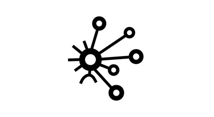 Fototapeta premium A black and white illustration of a stylized molecular structure or network diagram Abstrack background