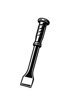 A black and white illustration of a flat, wide chisel with a handle, used for cutting or scraping materials.