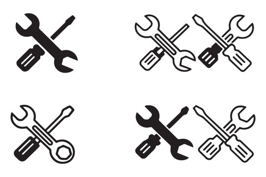 Repair tools icon set. tool icon vector. setting icon vector. Wrench and screwdriver. support, Service