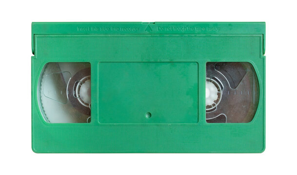 Green VHS cassette front view isolated on transparent background PNG.