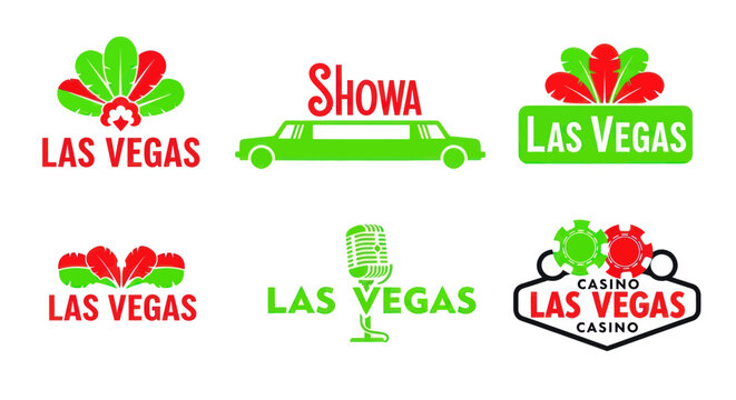 Las Vegas Icons: Casino, Limousine, Showgirl, Microphone, Entertainment