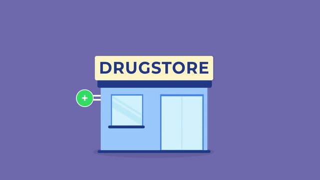 Drugstore with medical sign. Healthcare shop	
