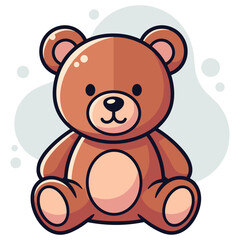 Obraz premium Teddy bear sitting on minimal pale background for display. non editable strokes