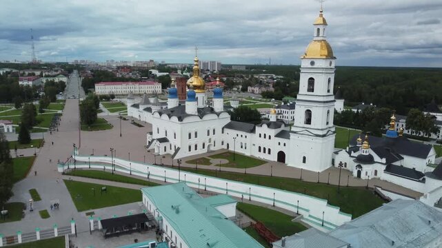 Aerial view of Tobolsk Kremlin, a unique architectural landmark of Siberia