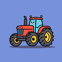 Obraz premium Orange farm tractor with large wheels agricultural art