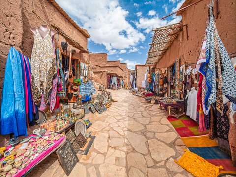 Traditional Bazaar Street in Kasbah Ait Ben Haddou, Morocco
