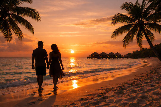 couple on the beach at sunset