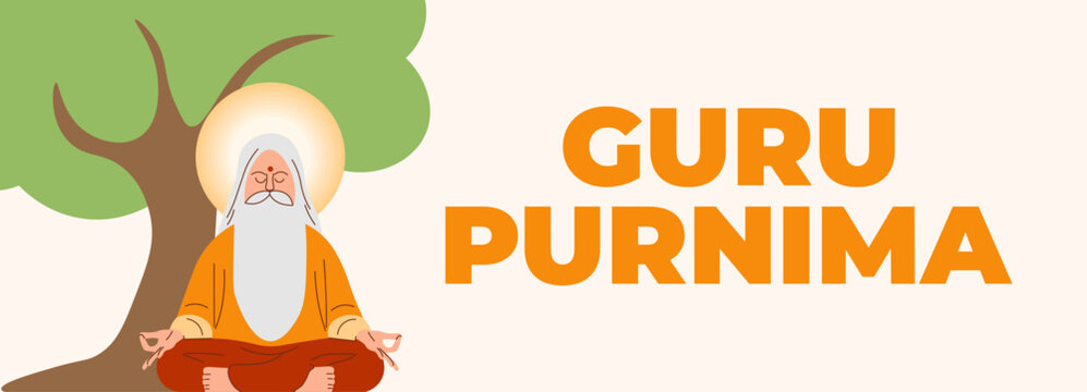 Happy Guru Purnima. Vector flat illustration