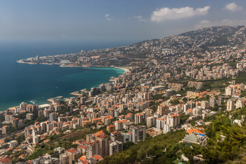 Fototapeta premium Aerial view of Jounieh town, Lebanon