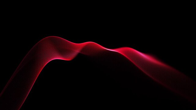 Seamless looping abstract red wave animation on black background, digital flowing particle motion, futuristic energy design
