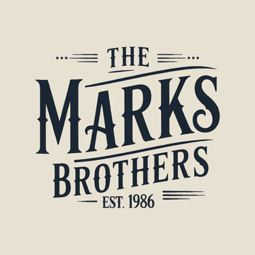 A vintage-style logo design for THE MARKS BROTHERS EST. 1986 on a cream-colored background
