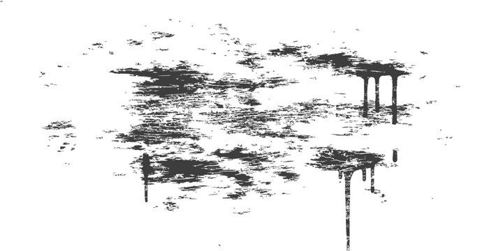Black Grunge Ink Splatter and Paint Drips Vector Illustration on White Background