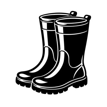 Black rubber rain boots with good grip for outdoor activities